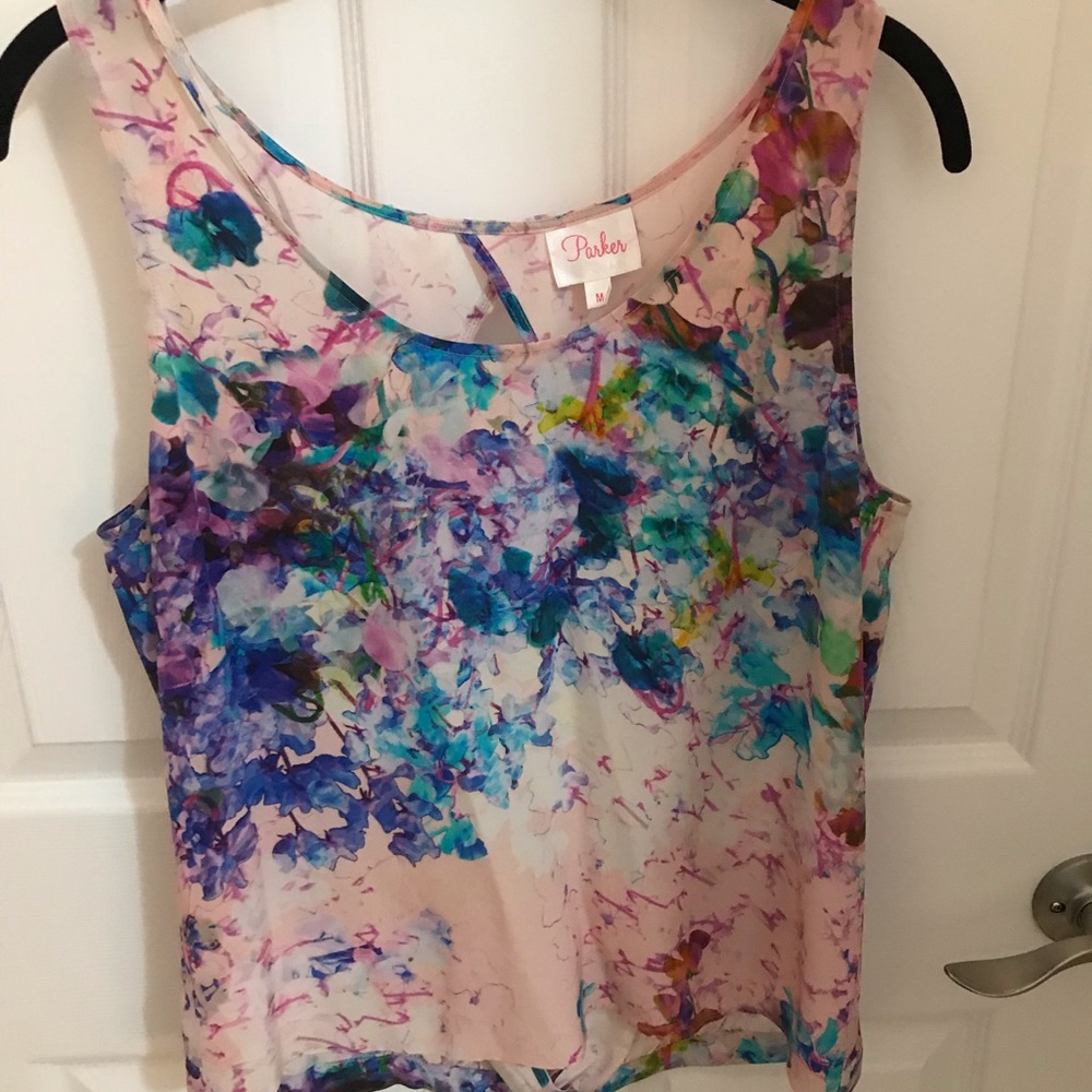 Parker Silk Floral Tank with Open Back